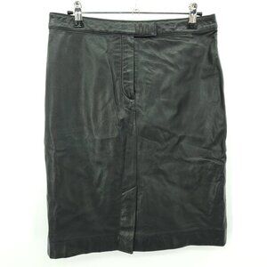 VTG 2000 Tommy Hilfiger Leather Double Slit Pencil Skirt L Black